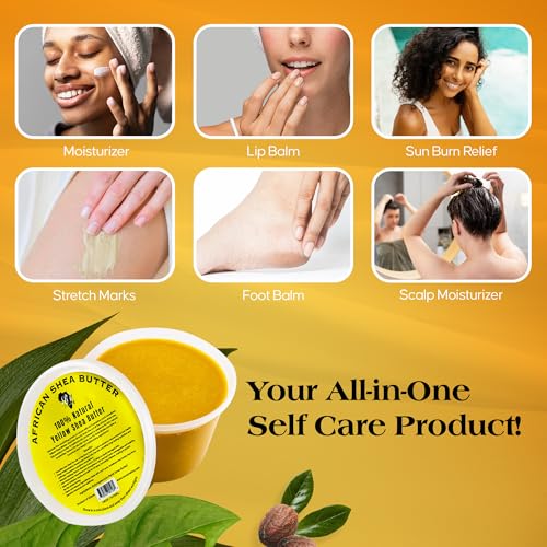 RA Cosmetics 100% Pure African Shea Butter, Golden - Unrefined, Raw African Luxury Head-to-Toe Moisture Miracle for Radiant Skin and Luscious Hair - Sourced from Ghana - 16 oz Jar