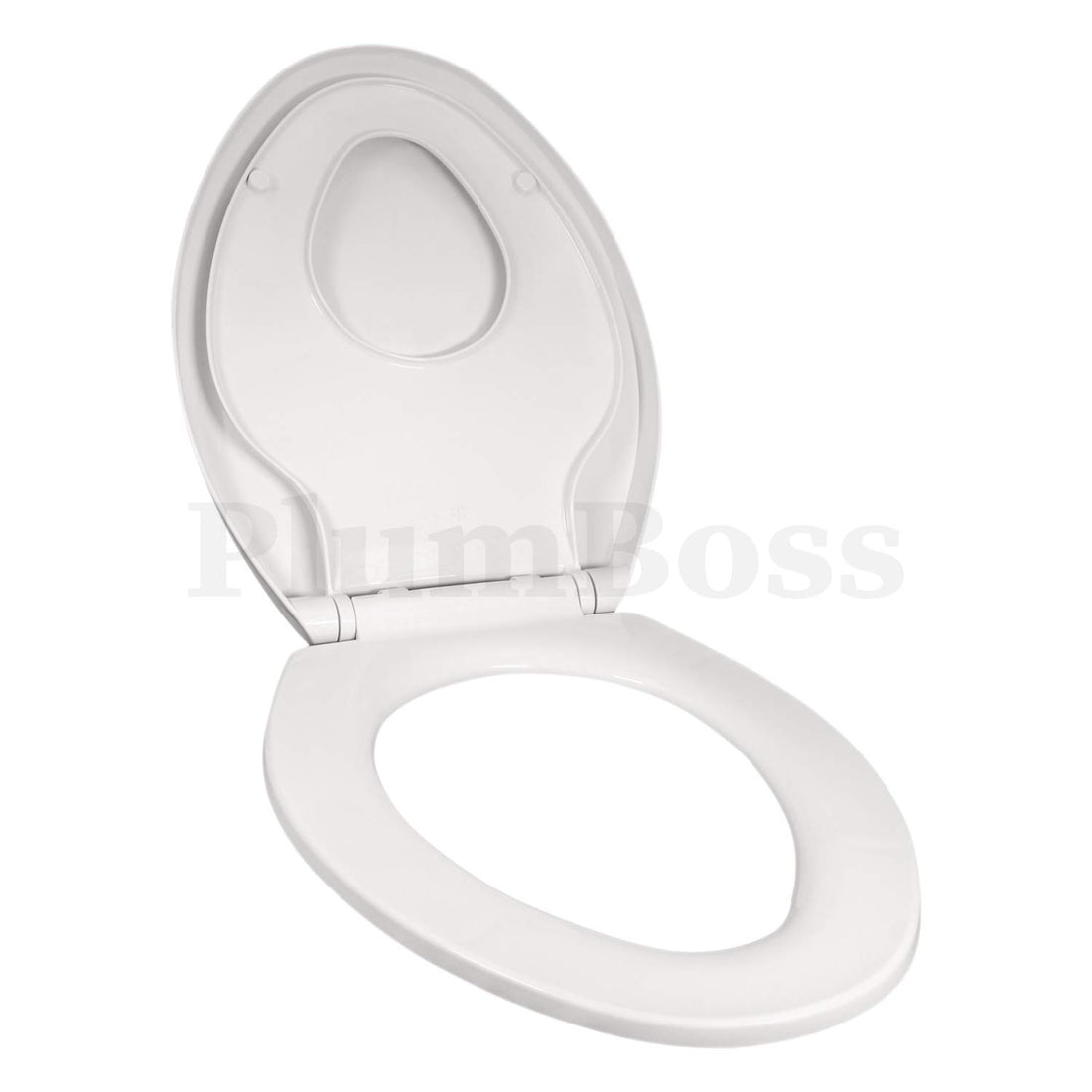 PlumBoss E2000 Elongated Toilet Seat with Built in Potty Training Toddlers Seat Magnetic Kids Seat Fits both Adult and Child Plastic Off white