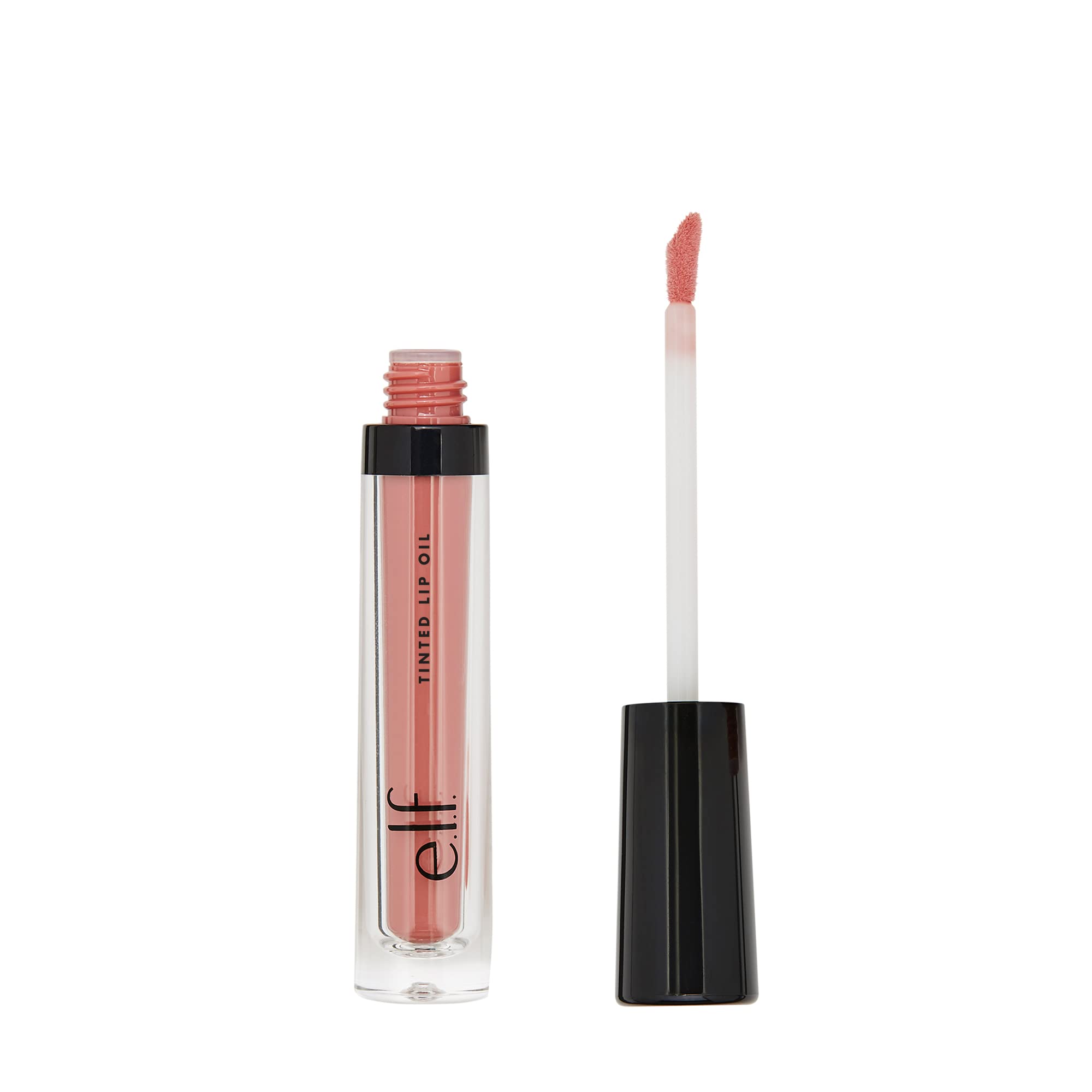 e.l.f. Cosmetics Tinted Lip Oil, Long Lasting & Sheer Coverage, Non-Sticky, Hydrates, Adds Shine, Infused with Jojoba, Apricot & Vitamin E, Nude Kiss, 0.1 Oz