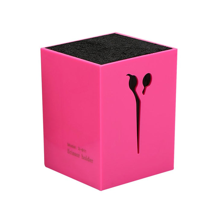 Salon Scissors Holder Hairdressing Scissors Storage Case Keeper Acylic Hairdressing Combs Clips Desktop Desk Organizer Anti-skid Scissors Storage Box Accessories for Hair Stylist(Rose Red)