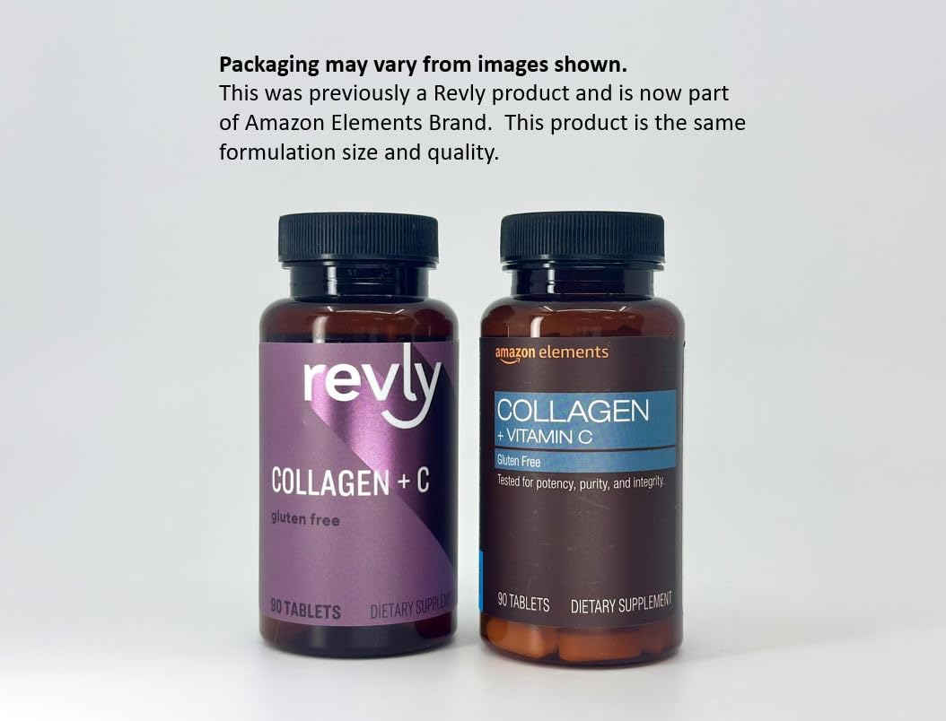 Amazon Elements Collagen Peptides + Vitamin C, 2500 mg Collagen Peptides per Serving, 90 Tablets, 1 Month Supply