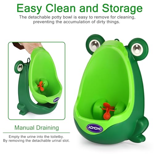 AOMOMO Frog Potty Training Urinal for Boys Toilet with Funny Aiming Target Green