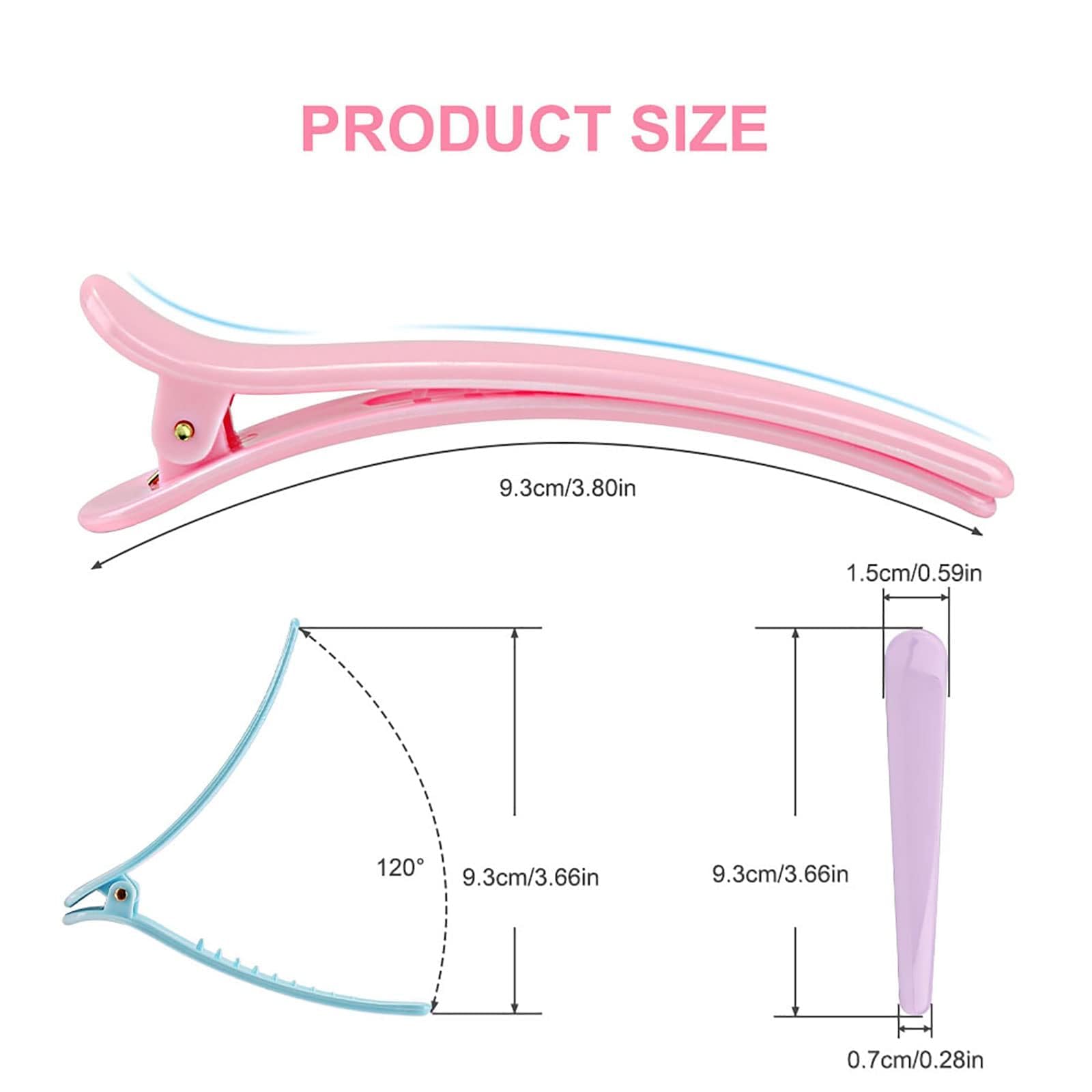 Rioa 10 Pcs Professional Multicolor Plastic Duck Teeth Bows Hair Clips Hairdressing Salon Hair Grip Crocodile DIY Accessories Hairpins-rubberized Non-slip Chic Styling Claw Hair Barrettes