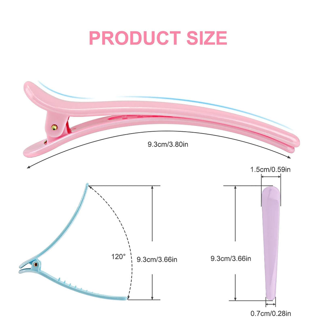 Rioa 10 Pcs Professional Multicolor Plastic Duck Teeth Bows Hair Clips Hairdressing Salon Hair Grip Crocodile DIY Accessories Hairpins-rubberized Non-slip Chic Styling Claw Hair Barrettes