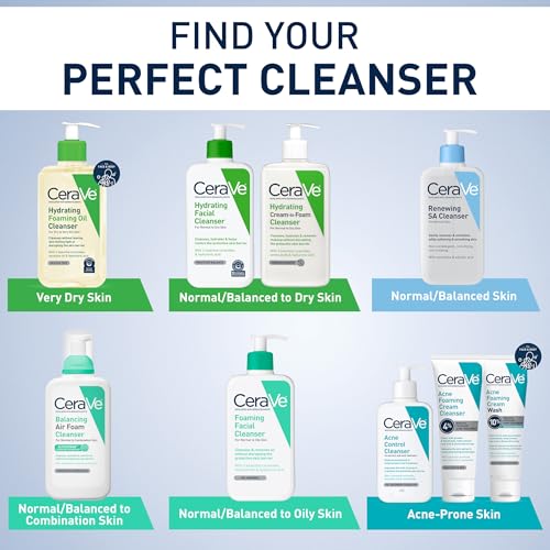 CeraVe Renewing Salicylic Acid Cleanser, Formulated With Hyaluronic Acid, Niacinamide, & Ceramides, Gentle BHA Exfoliating Face Wash Smooths & Softens Skin, Non Comedogenic & Fragrance Free, 8 Ounce