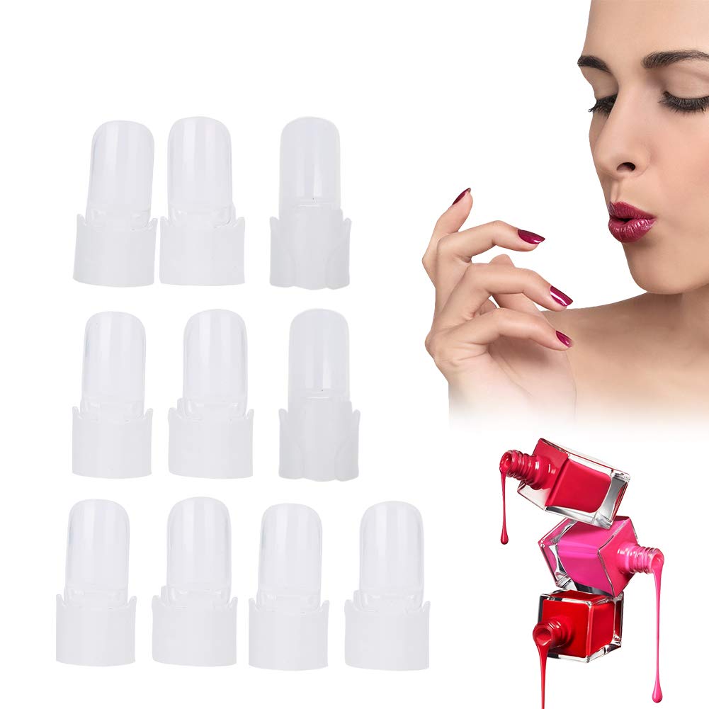 Nail Polish Protector, Finger Nail Protector Tips 10Pcs/set Nail Polish Varnish Protector Holder Manicure Finger Nail Art Tips Cover Shield