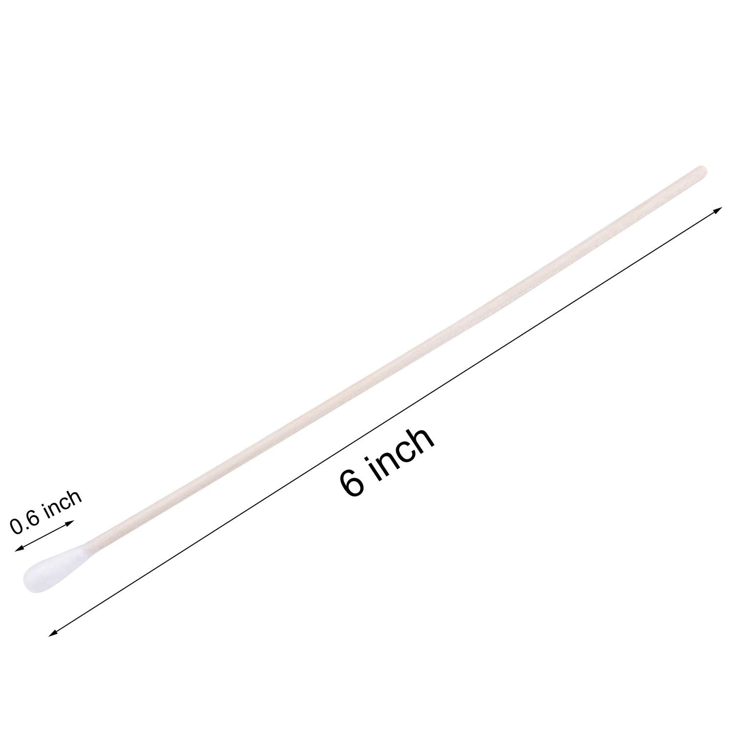 6 Cotton Swabs Wooden Handles Cotton Tipped Applicator Wood Sticks with Single Tip for Gun Cleaning, Wound Clean, Makeup, Removal Residue Tbestmax (500)