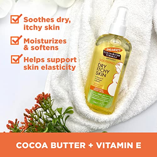 Palmer's Cocoa Butter Formula Soothing Oil with Vitamin E, Dry, Itchy Skin Relief, Pregnancy-Safe Anti-Itch Body Oil, 5.1 Ounces