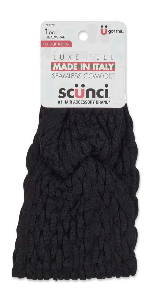 Scunci Wide Twist Headwrap Scrunchie Hair Tie, Black, 1 Count