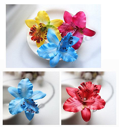10 Pieces Women Chiffon Flowers Hair Clips Butterfly Orchid Alligator Clips for Bridal Wedding Accessory Beach Party Wedding Event Decor
