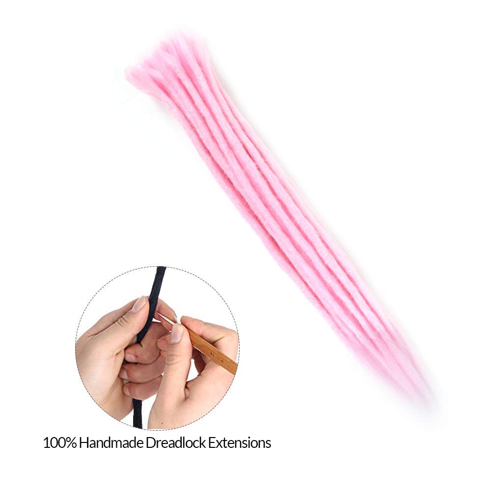 Pink-20'' : AOSOME 20 Inch Pink Color Dreadlocks Extensions Braids 20pcs All Handmade Crochet Synthetic Hair Extension