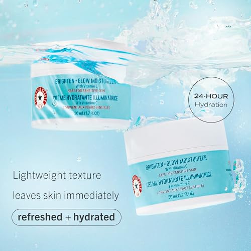 First Aid Beauty - Brighten + Glow Moisturizer with Vitamin C, Visibly Enhance Natural Healthy Glow for All Day Hydration, Lightweight Texture, Safe for Sensitive Skin, 1.7 oz