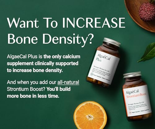 AlgaeCal - Bone Builder Pack for Bone Density Increase, Clinically Supported Plant Based Calcium Supplement & Strontium, Vitamins K2 (100mg), D3 (1600 IU), Magnesium & 16 Essential nutrients