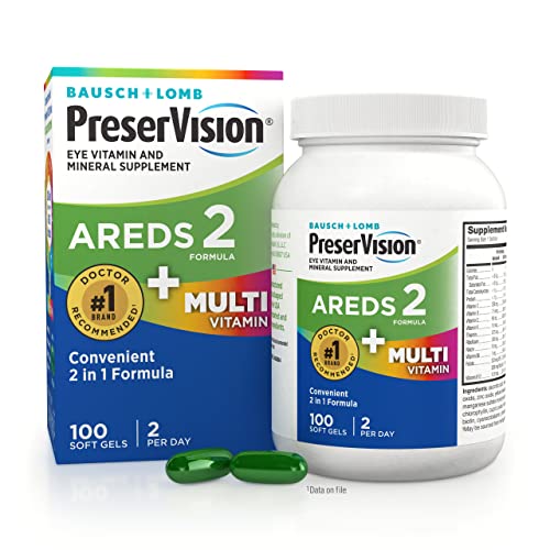PreserVision AREDS 2 + Multivitamin 2-in-1 Eye Contains Vitamin C, E & Zinc Softgels Packaging May Vary, 100 Count