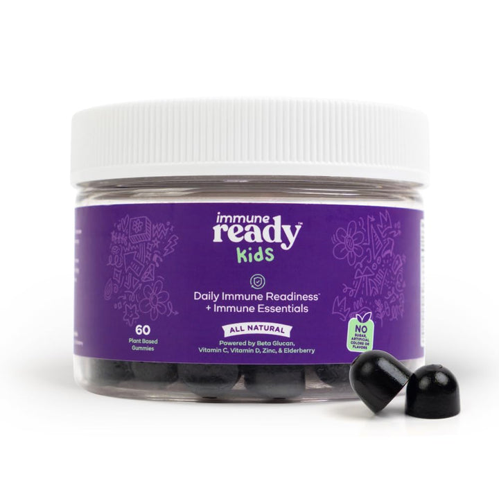 Immune Ready™ - Daily Immune Readiness Kids Gummies - Beta Glucan + Elderberry, Vitamin C, D3, & Zinc - Non-GMO, Vegan, Sugar-Free - Mixed Berry Flavor - 60 Gummies