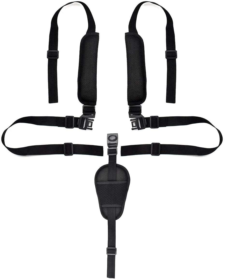 Kissral Universal 5 Point Harness Straps, Adjustable Baby Safety Strap Belt with Shoulder Pads and Guarding Pad, Harness Straps for High Chair/Pushchair/Stroller/Pram/Buggy (Black)