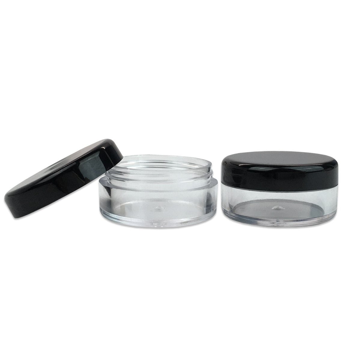 Beauticom 5 G/5 Ml High Quality Clear Plastic Cosmetic Container Jars With Black Lids (Quantity: 50pcs)