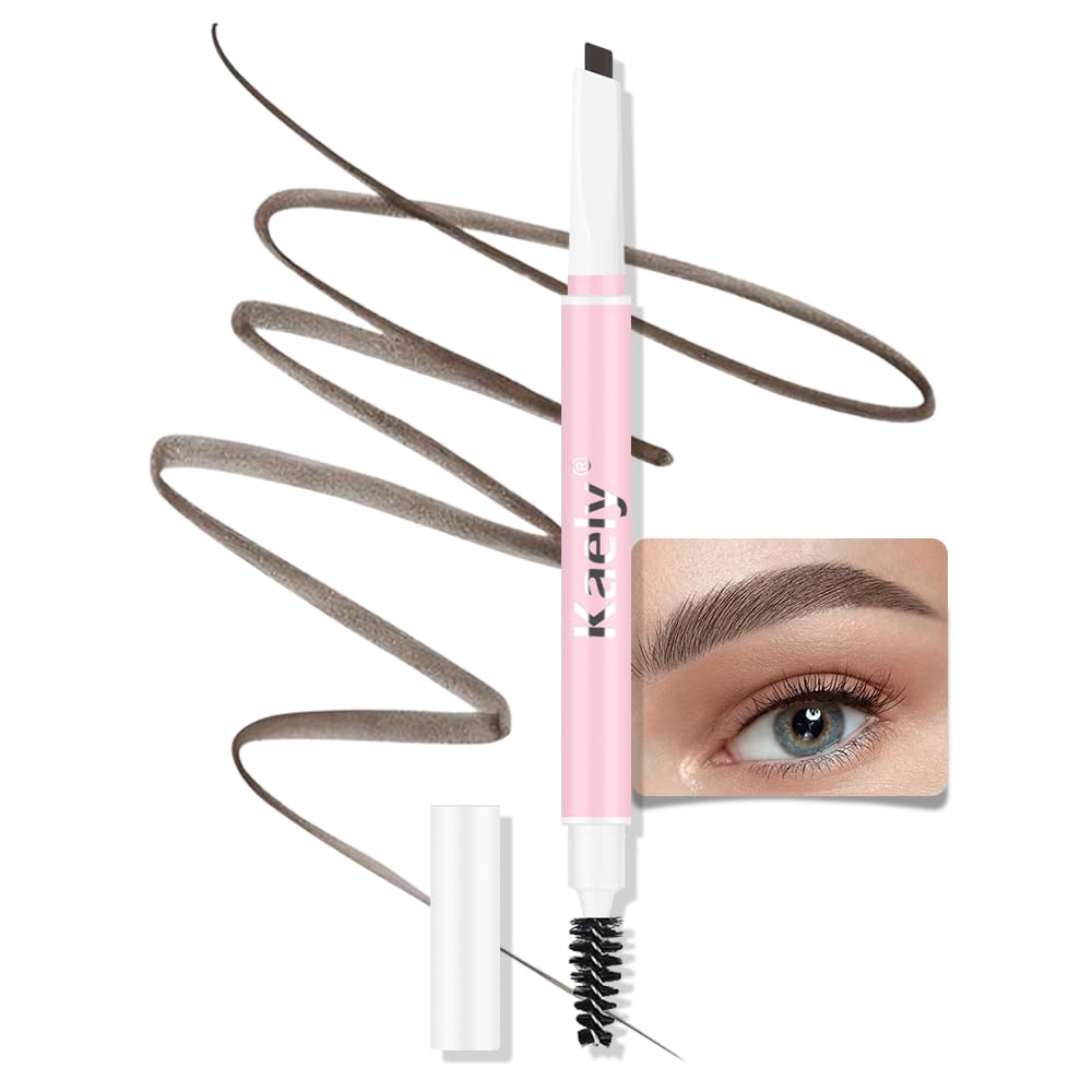 Kaely 2in1 Waterproof Eyebrow Pencil, Longwearing Eye Brow Pencils for Women Makeup, Mechanical Eyebrow Pen with Spoolie Brush, lapiz de cejas a prueba de agua, 05 Medium Brown