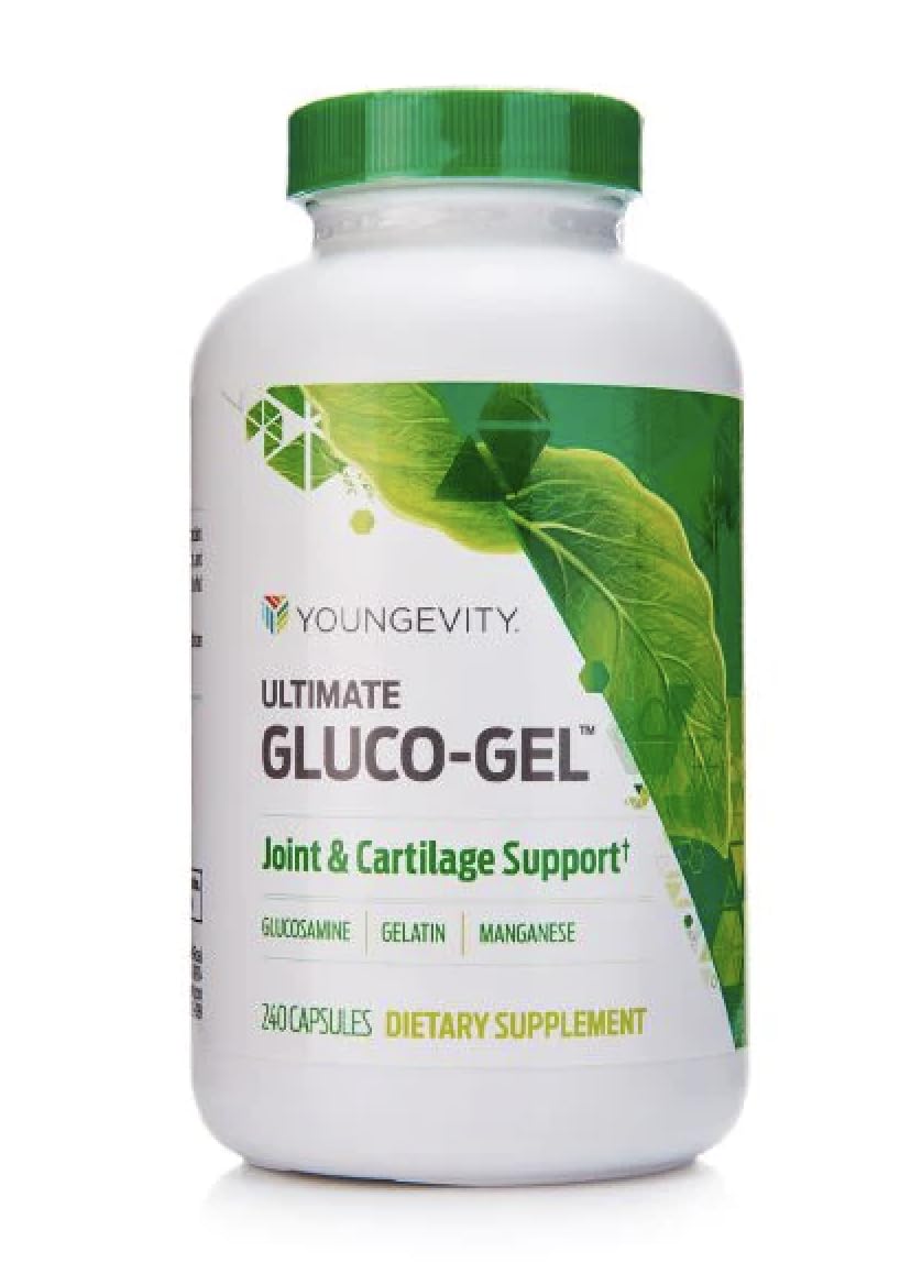 Youngevity Ultimate Gluco-Gel -for Joints, Tendons, Bones & Cartilage | Contains Glucosamine, Gelatin & Manganese | 240 Capsules | 1 Bottle