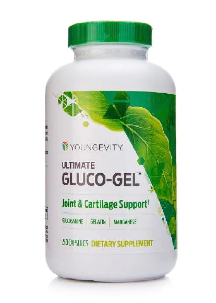 Youngevity Ultimate Gluco-Gel -for Joints, Tendons, Bones & Cartilage | Contains Glucosamine, Gelatin & Manganese | 240 Capsules | 1 Bottle