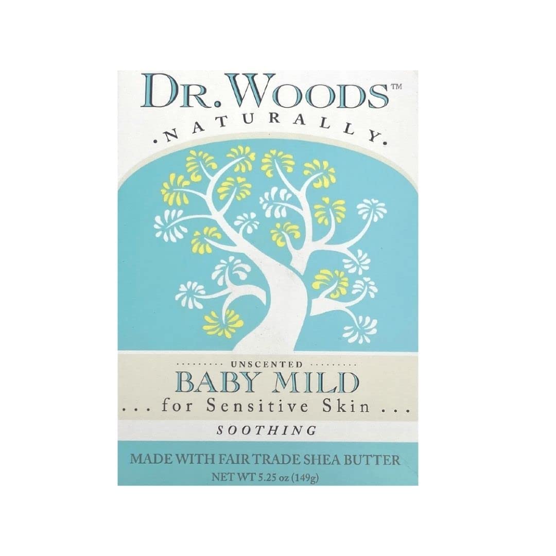 Dr. Woods Unscented Baby Mild Bar Soap with Organic Shea Butter for Sensitive Skin, 5.25 Ounce (Pack of 1)