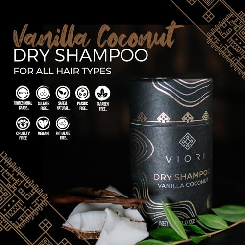Viori Dry Shampoo Powder, Vanilla Coconut - Fast-Absorbing - Volumizing Shampoo - Dry Shampoo for Oily Hair - Neutralizes Odor - Long-Lasting