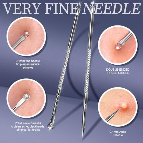 Teenitor Blackhead Remover Tools, Pimple Popper Tool Kit, Ingrown Hair Tweezers, Blackhead Extractor Pimple Extractor Ingrown Hair Removal Kit, Black Head Remover for Face