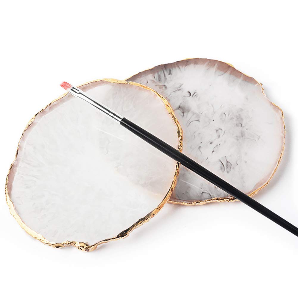 AKOAK 1 Pack Natural Resin Agate Phnom Penh Nail Glue Palette Crystal Edge Shooting Props Toning Works Display Board Tool (White)