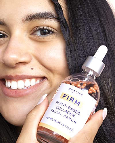 SpaLife FIRM Plant-Based Collagen Facial Serum 110 ml (3.7 Fl. Oz.) - Collagen Face Serum for Enhanced Firmness and Hydration, Skin Smoothing, Face Plumping,Pearl-infused, Fights Fine Lines & Wrinkles