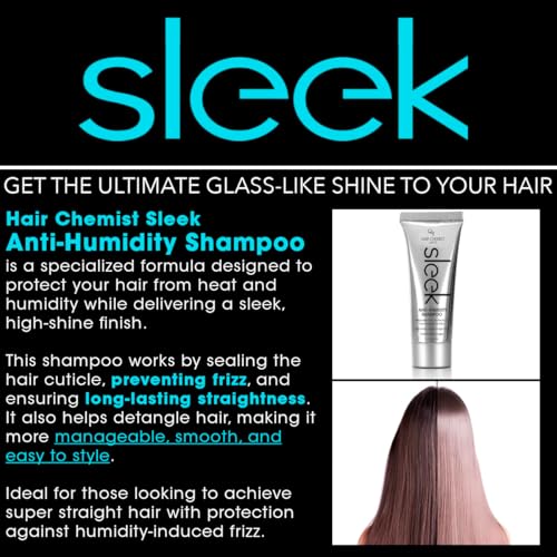 Hair Chemist SLEEK Anti Humidity Shampoo 8 oz. - Frizzy Hair Shampoo for Silky Hair & Super Straight Hair, Anti-Frizz & Smoothing Shampoo