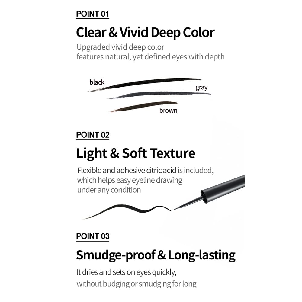ETUDE OH M'EYE LINE NEW - Waterproof, Smudgeproof & Long lasting|Quick Drying Eye Liner|Easy & Precise Application|Lasts Up To 10 Hours|Korean Makeup| Gray,5ml