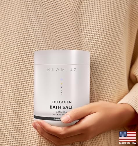 Collagen Bath Salt Soak Moisturize Soften Skin Magnesium Coconut Oatmeal Honey Epsom Salt Luxury Spa Destress Relaxation Gifts for Women and Men