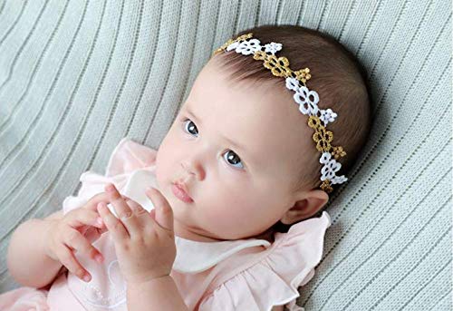 Zapire 6pcs Lace Floral Headbands for Baby Girl Elastic Flower Bows Hair Bands Beautiful Kid Girl Hairbands Hair Accessories
