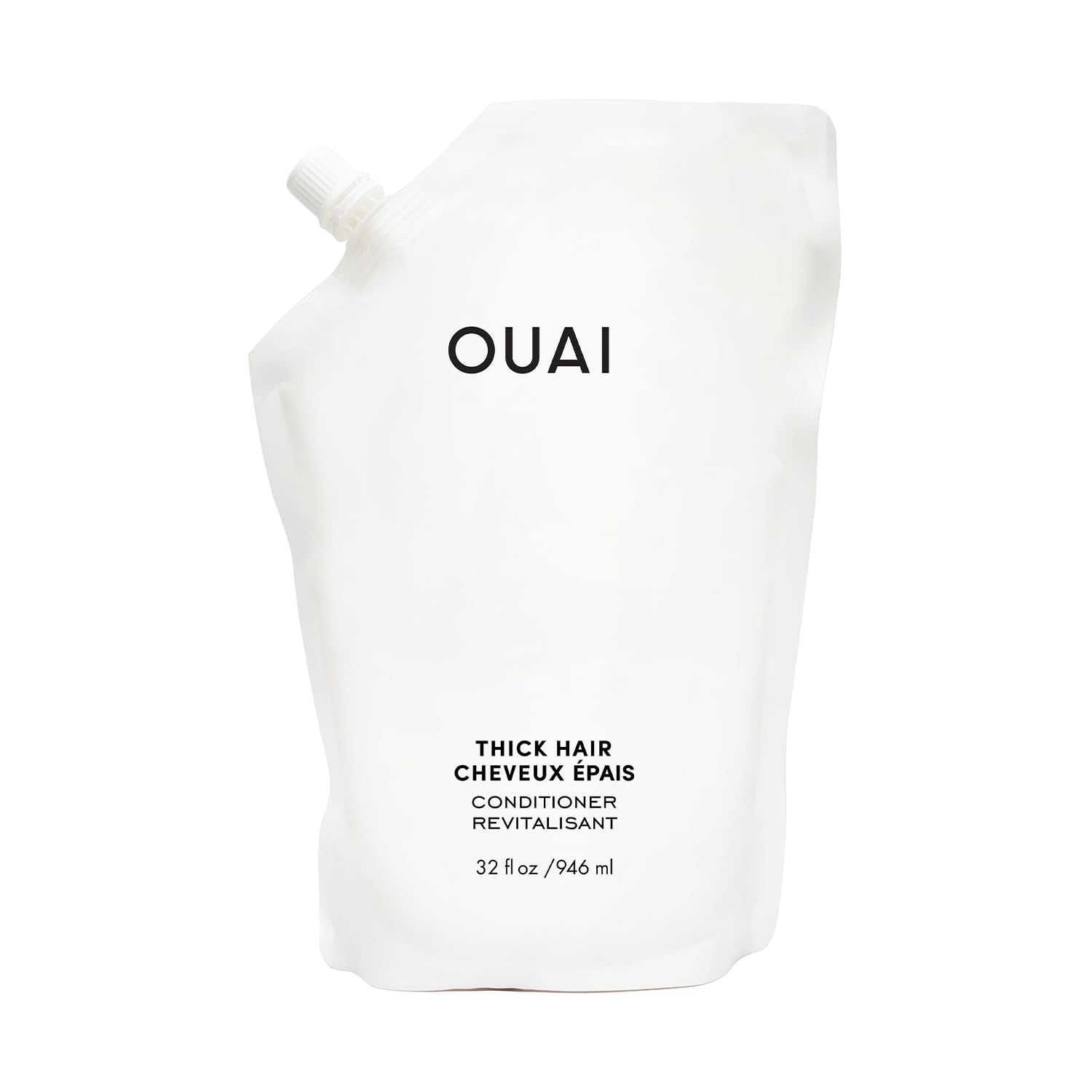 OUAI Thick Hair Conditioner Refill - Moisturizing Conditioner for Dry, Frizzy Hair - Keratin, Marshmallow Root, Shea Butter and Avocado Oil - Paraben, Phthalate and Sulfate Free Hair Care (32 Oz)