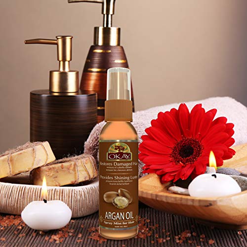 Argan Spray Mist Oil For Hair Helps Stop Roughness Of Hair Enhances Elasticity,Manageability&Shine Paraben Free For All Skin & Hair Types and Textures Made in USA 2oz
