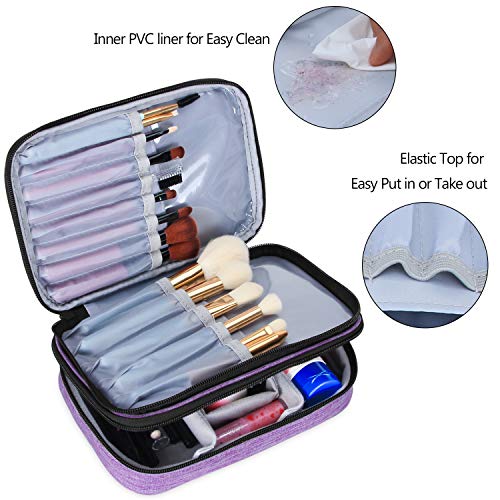 Teamoy Travel Makeup Brush Case(up to 8.8), Professional Makeup Train Organizer Bag with Handle Strap for Makeup Brushes and Makeup Essentials-Medium, Black(No Accessories Included)