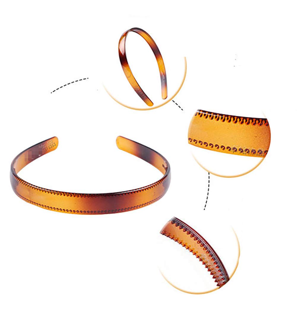 Set of 2 Women Hard Plastic Headband Hair Hoop Black and Brown High-grade Headwear Hairband (Style B#)