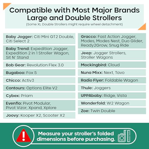 reperkid Large Stroller Bag for Airplane Travel, Black & Red, 47 H x 24 W x 15 D, Fits Most Large, Single, Double, Jogging Strollers – Premium Waterproof Cover, Adjustable Shoulder Straps