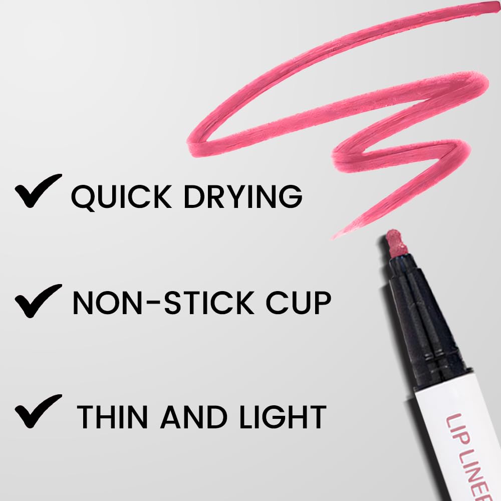 Kaely Dusty Pink Longwear Liquid Lip Liner Waterproof, 24 Hour Long Lasting Lip Liner Stain Peel Off Marker Pen, 2-in-1 Matte Semi Permanent Lipliner & Lipstick, Vegan & Cruelty-Free, 10