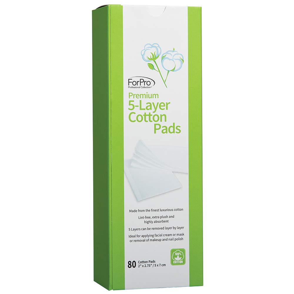 ForPro Premium 5-layer 100% Cotton Pads for Cosmetic Application and Product Removal, 2 X 2.75, 480 Count, White