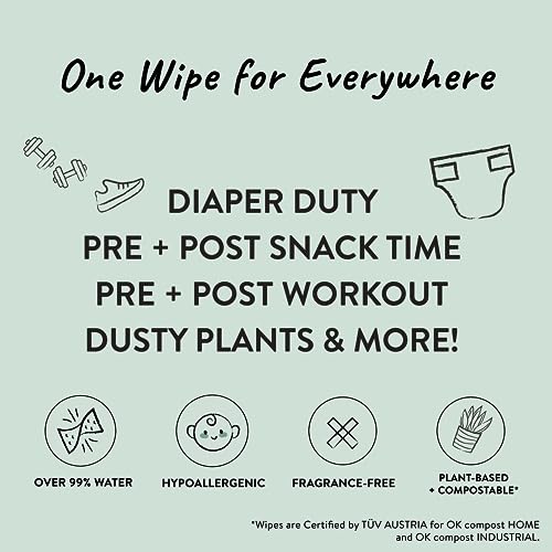 The Honest Company Clean Conscious Multi-Use Wipes | Hypoallergenic + Unscented for Sensitive Skin | Over 99% Water, Compostable, Plant Based, Baby Wipes | Pattern Play, 10 Count