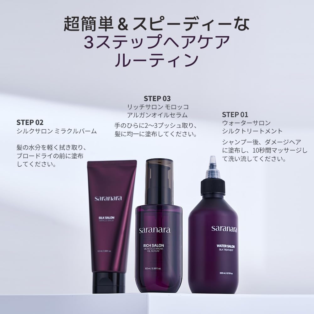 SARANARA Silk Water Salon Treatment - 10 Seconds Silky, Shiny Hair Nutrition & Moisturizing for Damaged Hair Care