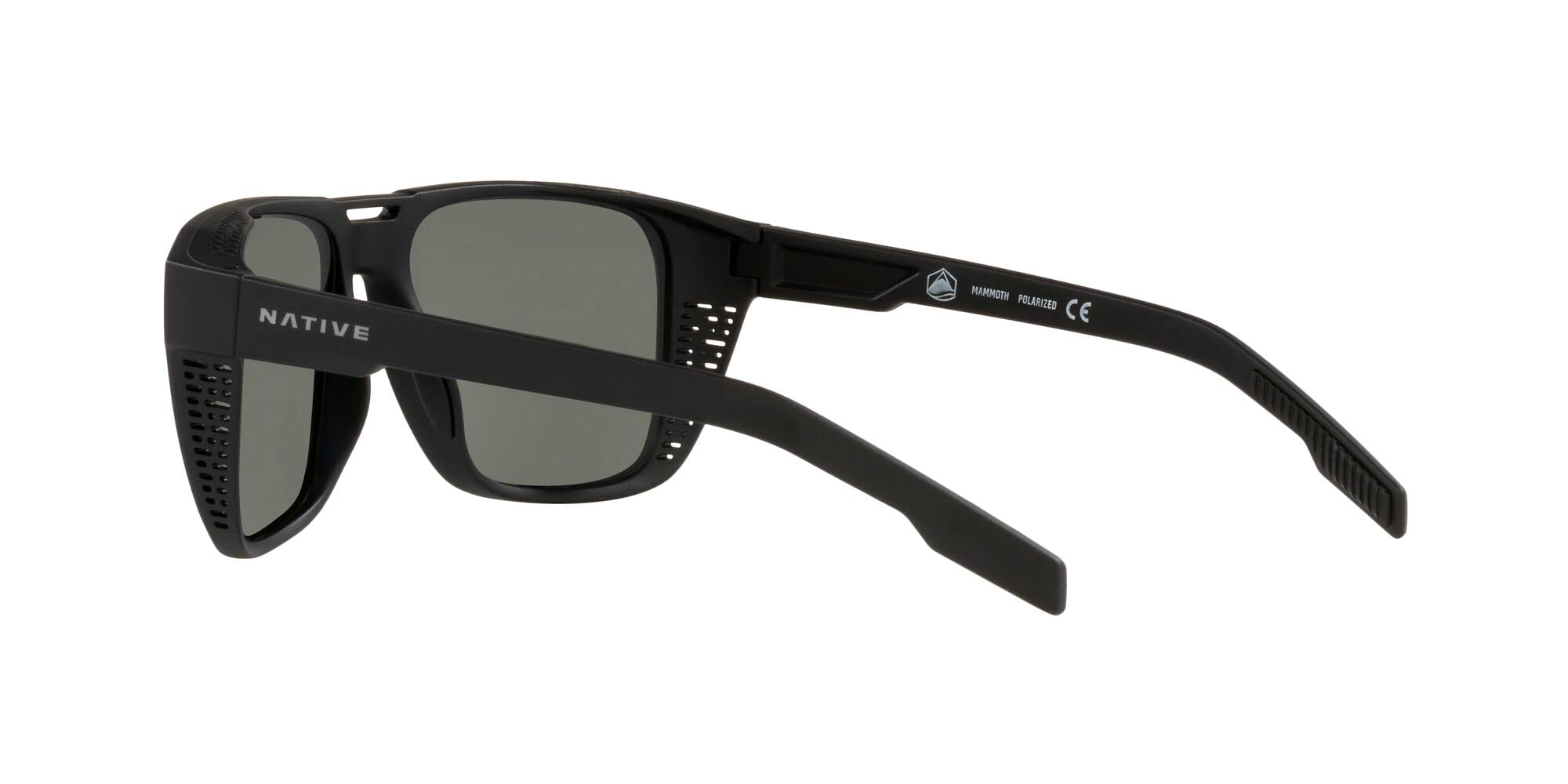 Native Men's Mammoth Square Sunglasses, Matte Black/Polarized Blue Reflex, 57 mm