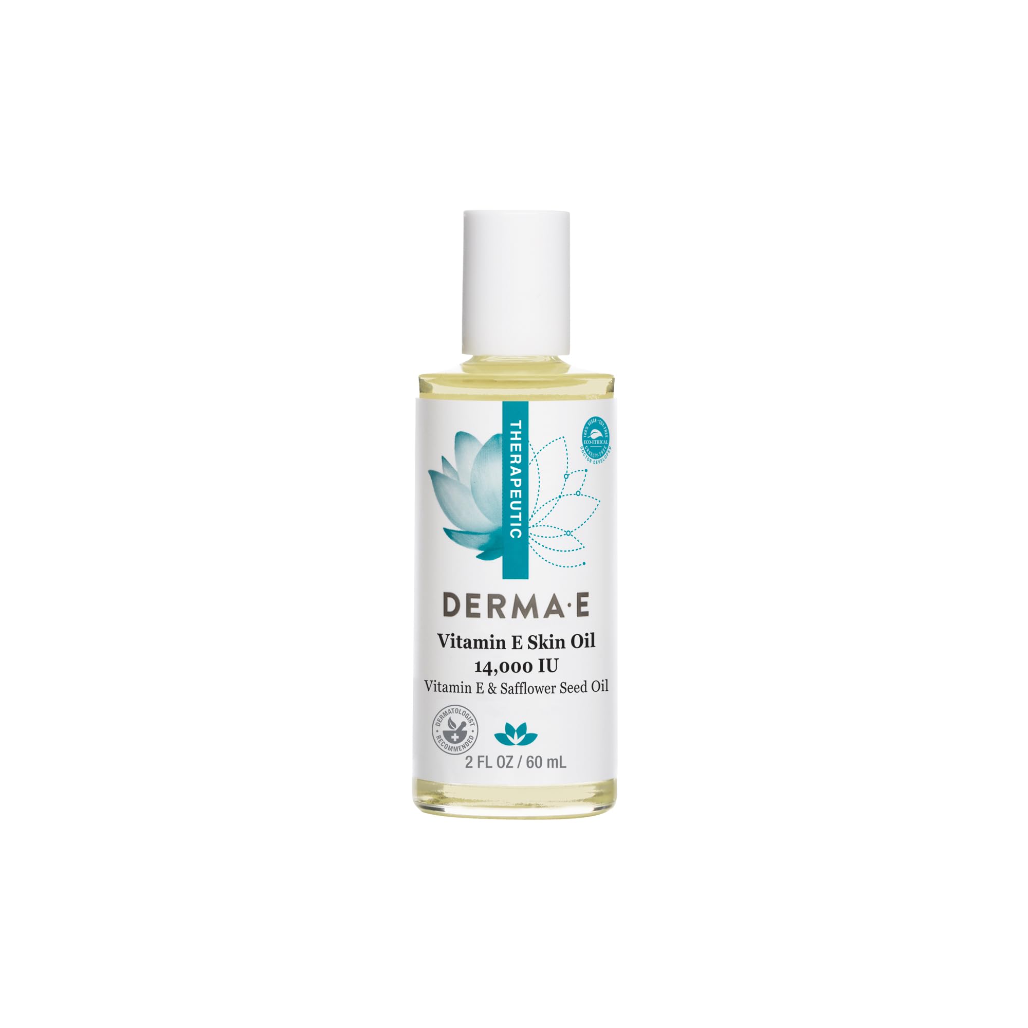 Derma E Vitamin E Skin Oil - 14,000 IU Face Oil with Safflower Oil – Hypoallergenic, Fragrance Free Facial Skin Care - Nourishes and Conditions, 2 fl oz