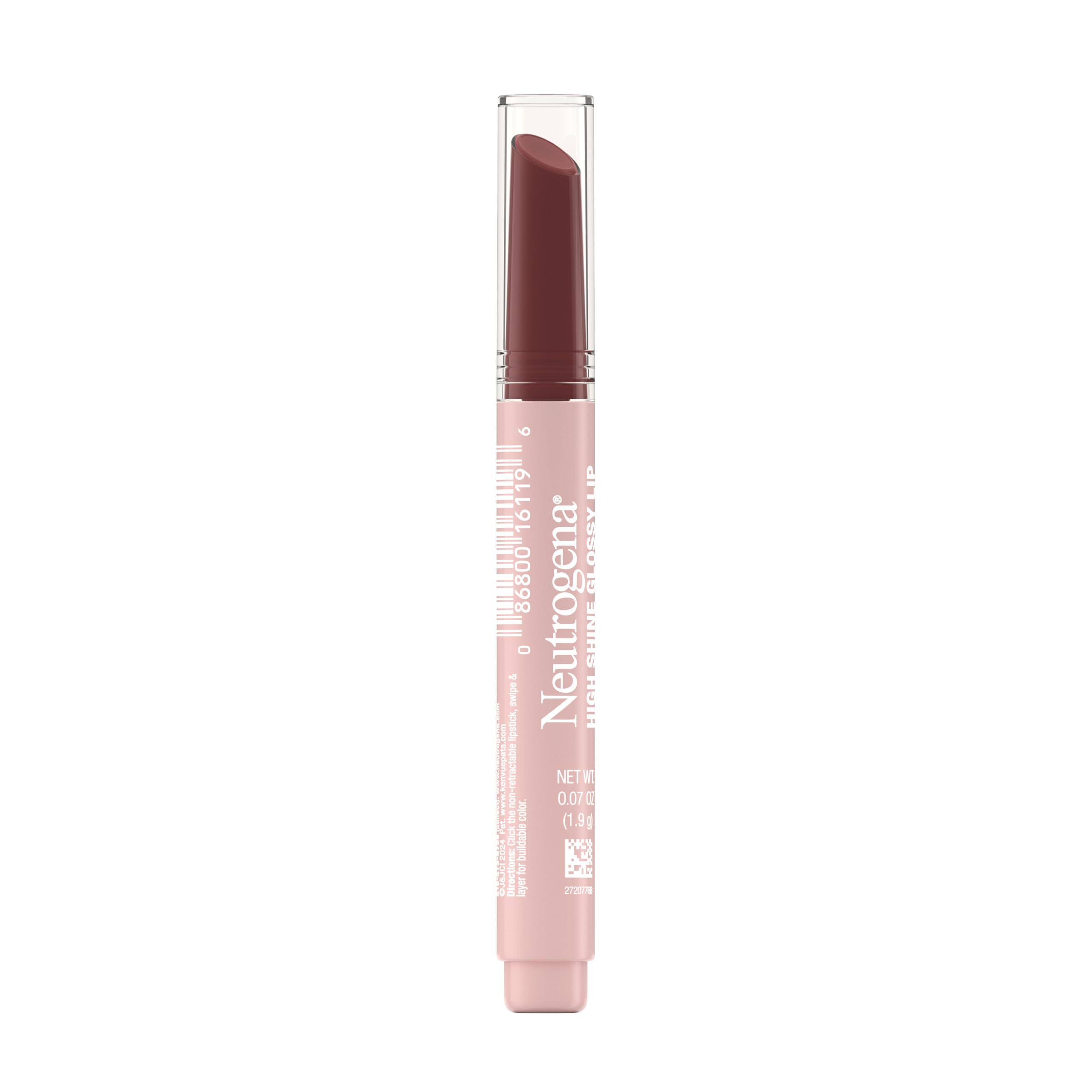Neutrogena High Shine Glossy Lip with Maracuja Oil + Vitamins & Antioxidant Vitamin E, Nourishing Glossy Lip, Non-Retractable, Pigmented For Buildable Color, Nearly Neutral, 0.07 oz
