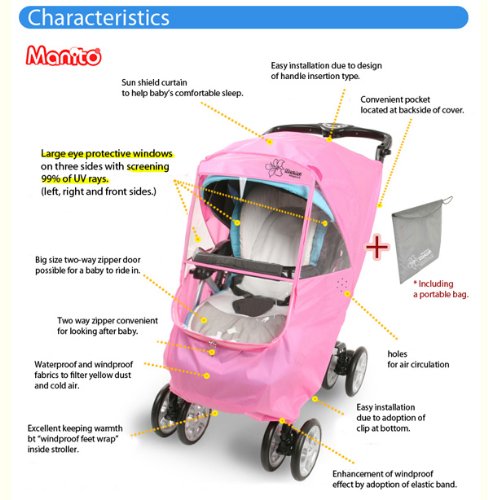 Manito Elegance Plus Stroller Weather Shield/Rain Cover, Red