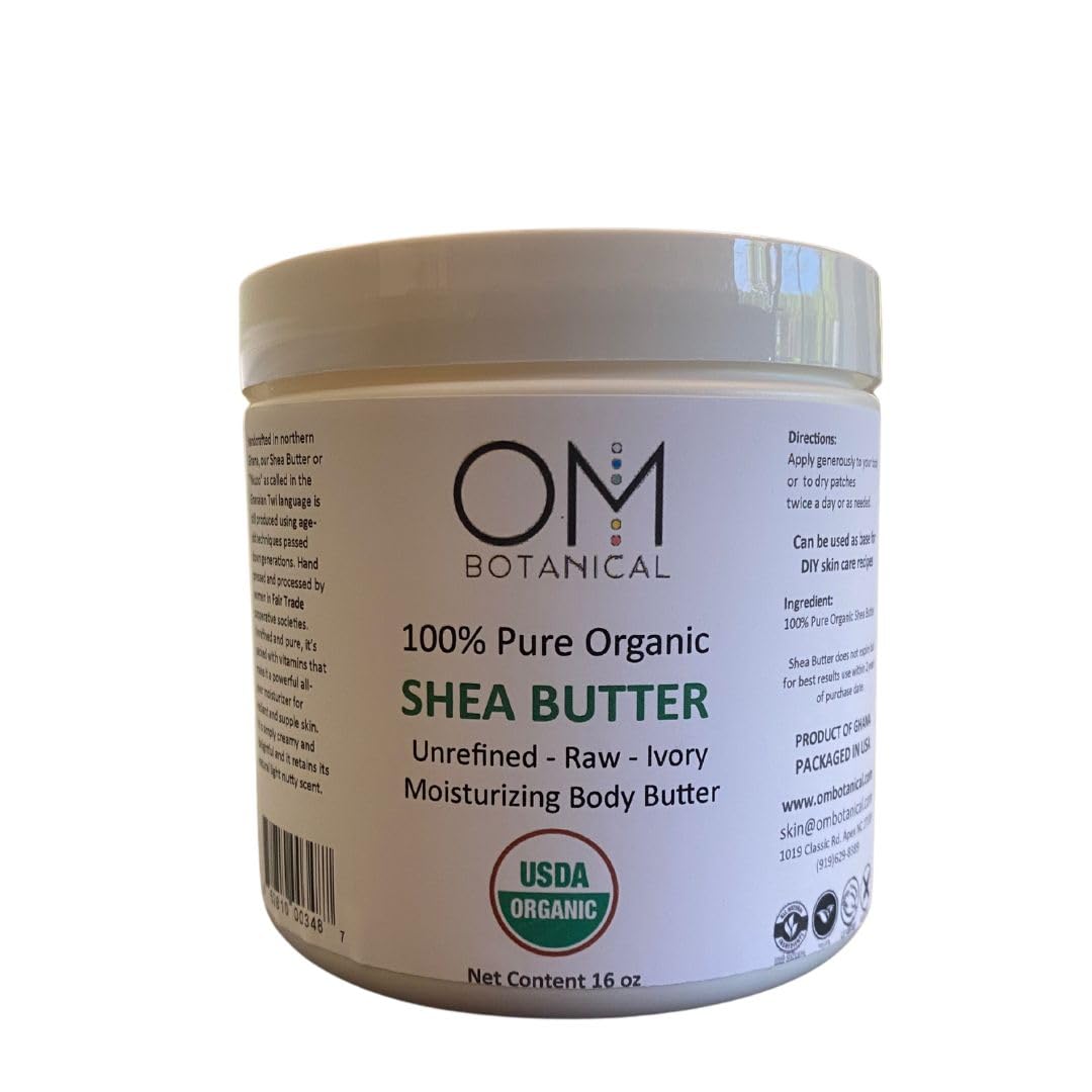 Organic African Shea Butter From Ghana | Raw, Unrefined 16 oz Reusable Jar For Body, Face & Hair 100% Pure, Natural Moisturizer, Best for DIYs Like Lotion, Cream, Lip Balm and Soap