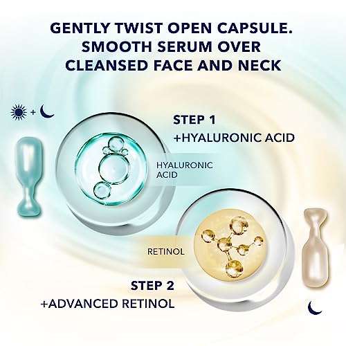 RoC Multi Correxion Hyaluronic Acid Night Serum Capsules (30 CT) for intense hydration + RoC Retinol Capsules (7 CT), Skin Care Routine, Anti-Aging Skin Care Wrinkle Treatment for Women and Men