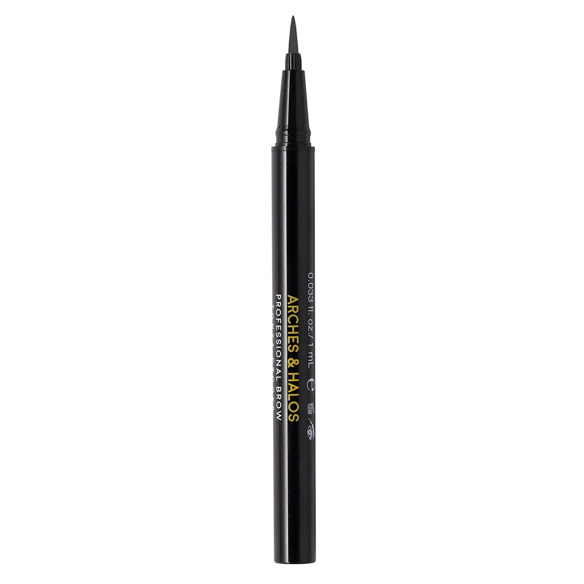 Arches & Halos Fine Bristle Tip Pen - Creamy, Buildable Formula for Shaping and Defining Eyebrows - Waterproof, Long Lasting, 24 Hour Color - Precise Bristled Applicator Tip - Charcoal - 0.02 oz