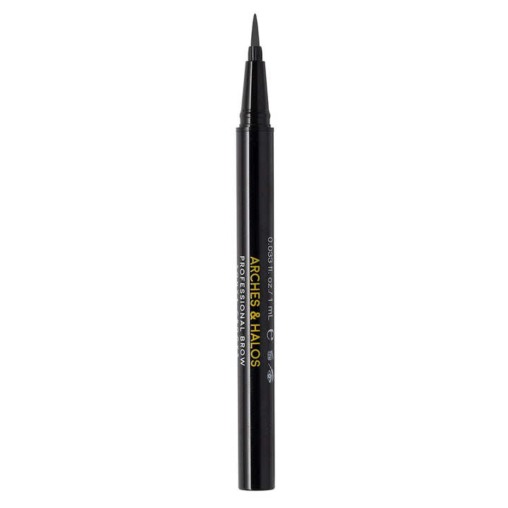 Arches & Halos Fine Bristle Tip Pen - Creamy, Buildable Formula for Shaping and Defining Eyebrows - Waterproof, Long Lasting, 24 Hour Color - Precise Bristled Applicator Tip - Charcoal - 0.02 oz